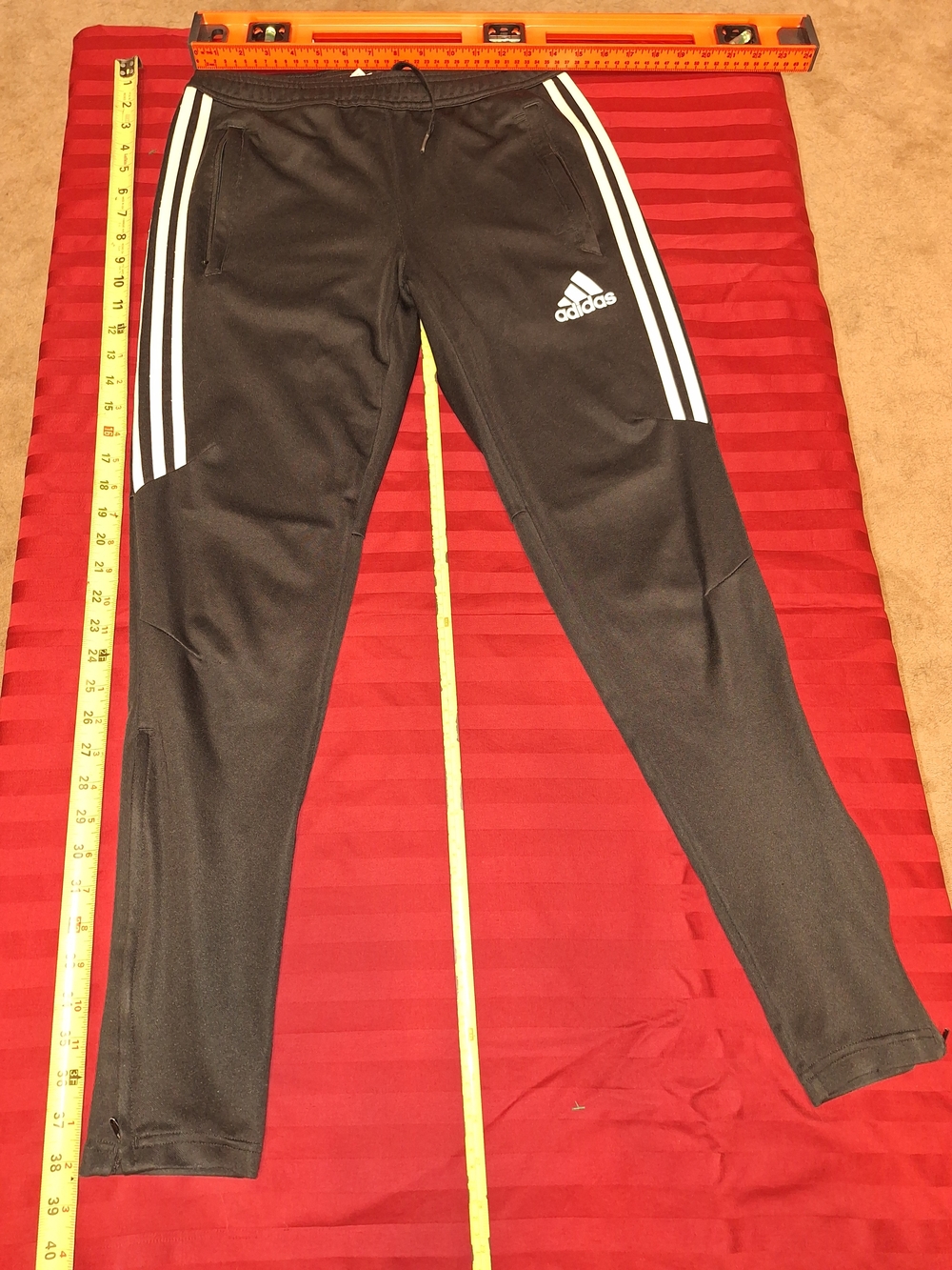 Adidas Black Track Pants with White Stripes